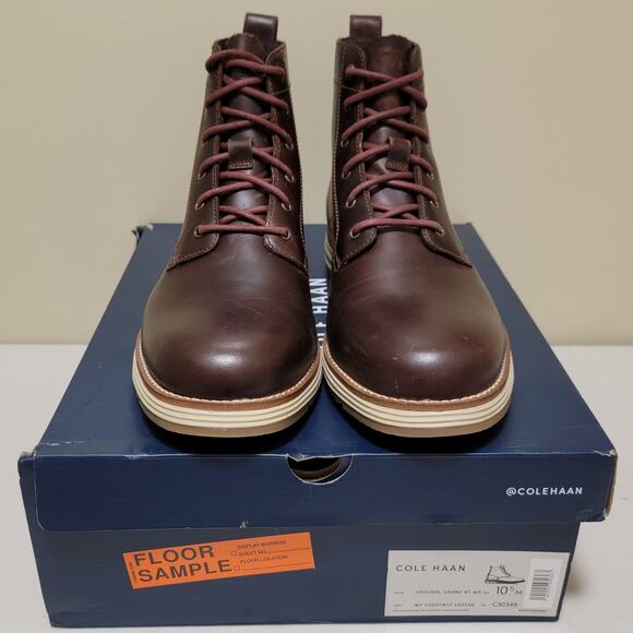 Cole Haan Men Original Grand Waterproof Combat Boot Size US 10.5M Chestnut Brown - Picture 9 of 9